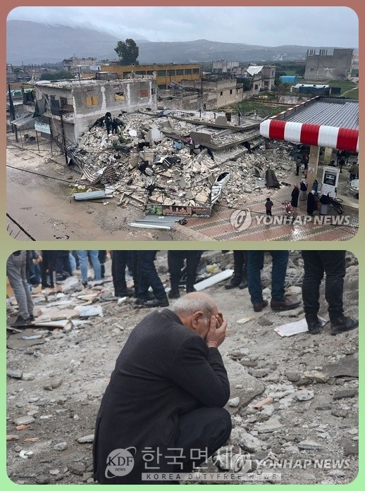 6일 터키 지진 피해 현장. 연합뉴스. 