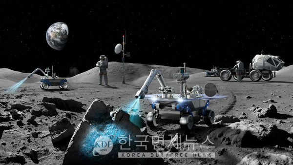 현대차그룹의 ‘달 탐사 전용 로버’가 달 탐사를 하고 있는 비전 이미지