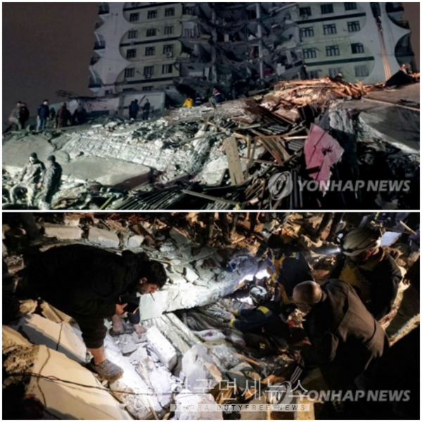 7.8 강진으로 붕괴한 튀르키예 건물